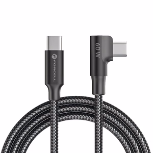 Cable USB C to USB C Forcell F-Energy QC4.0 PD 3A 60W Cafule 90° 1,2 m CC-1Deg black