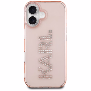 Karl Lagerfeld IML Rhinestones Logo iPhone 16 Ümbris - Roosa