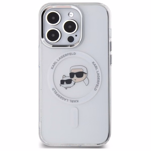 Karl Lagerfeld IML Metal Karl & Choupette Head MagSafe Ümbris jaoks iPhone 14 Pro Max - valge