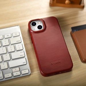 Чехол iCarer CE Oil Wax Premium Leather Folio для iPhone 14 Plus магнитный с откидной крышкой MagSafe красный
