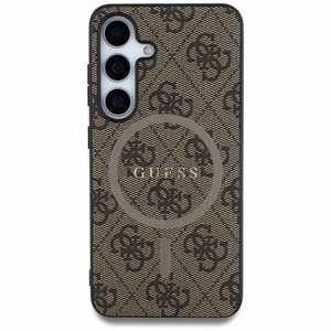 Guess Leather 4G Colored Ring Classic Logo MagSafe Samsung Galaxy S25 ümbris brown