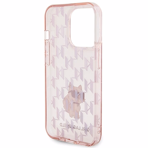 Karl Lagerfeld Monogram Choupette ümbris jaoks iPhone 15 Pro Max - roosa