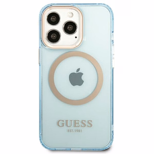 Guess Gold Outline Translucent MagSafe чехол для iPhone 13 Pro / iPhone 13 - синий