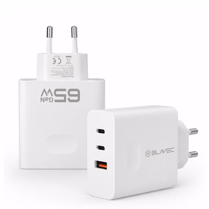 Blavec Wall charger BC-11 GaN - USB + 2xType C - QC PD 65W 3A (TCBC11G-U2CW653A) white