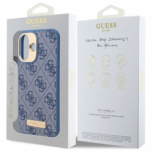 Guess 4G Logo Plate MagSafe Ümbris jaoks iPhone 16 Plus - sinine