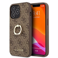 Guess GUHCP13L4GMRBR iPhone 13 Pro / 13 6.1" pruun/pruun kõvakott 4G koos rõngaste stendiga