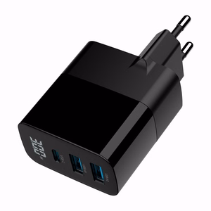 Gembird TA-UC-PDQC30LCD-BK-02 mobiilseadme laadija universaalne must AC kiirlaadimine siseruumidesse