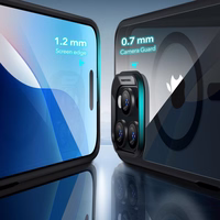 ESR Classic Hybrid Halolock MagSafe Ümbris + Karastatud klaas jaoks iPhone 16 Pro Max - Clear with must Frame