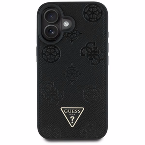 Guess Grained Hot Stamp Peony Triangle Logo MagSafe Ümbris jaoks iPhone 16 - Must
