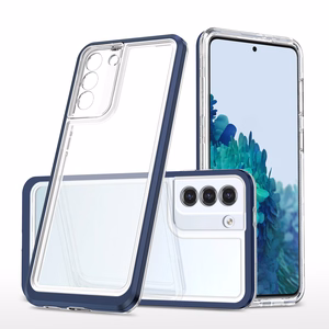 Прозрачный чехол 3in1 для Samsung Galaxy S22+ (S22 Plus) гелевый с рамкой синий