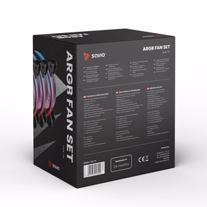 SAVIO FAN-01 4-osaline 120mm ARGB-ventilaatorite komplekt koos kontrolleri ja kaugjuhtimispuldiga