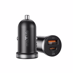 Maxlife MXCC-05 PD QC автомобильное зарядное устройство 1x USB-C 1x USB 35W черный