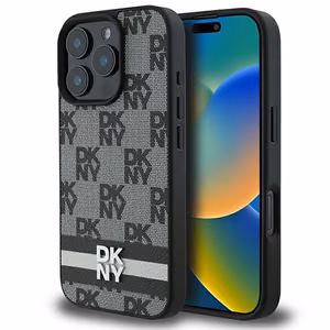 DKNY Checkered Pattern & Printed Stripes Ümbris jaoks iPhone 16 Pro - Must