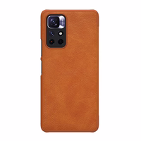 Nillkin Qin Case Case for Xiaomi Redmi Note 11T 5G / Note 11S 5G / Note 11 5G (Hiina) / Poco M4 Pro 5G Camera Cover Holster Cover Flip Case Brown