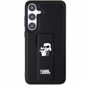 Karl Lagerfeld Gripstand Saffiano Karl&Choupette Pins ümbris jaoks Samsung Galaxy S24 - must