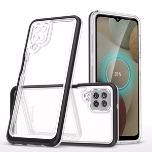 Läbipaistev 3in1 ümbris Samsung Galaxy A22 4G Frame Gel Cover Must