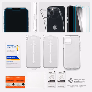 Spigen Crystal Case ja karastatud klaaskomplekt iPhone 14 Plus'ile - läbipaistev