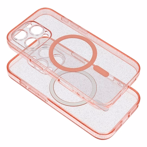 CLEAR MAG ÜMBRIS with camera protection compatible with MagSafe jaoks IPHONE 14 roosa glitter