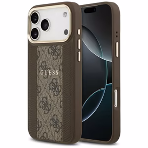 Guess чехол iPhone 17 Pro Max HC MAGSAFE PU W/ 4G PU STRIPE коричневый