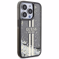 Guess Liquid Glitter kuldne Stripes ümbris jaoks iPhone 15 Pro - must