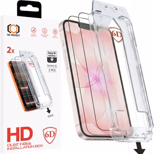 Tel Protect Dust-Free Easy Fit Full Glue 6D закаленное стекло для Iphone 13/13 Pro/16E/17E черное - 2 шт.