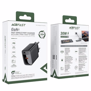 Acefast A98 Network Laadija GaN USB-A / USB-C PD 30W - must