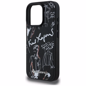 Karl Lagerfeld Grained Pattern & Logo MagSafe Ümbris for iPhone 16 Pro Max - must
