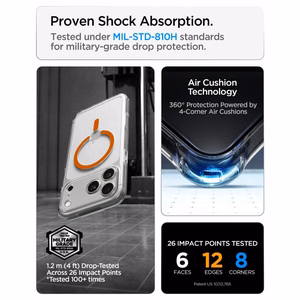 Spigen Ultra Hybrid MagSafe ümbris iPhone 18 Pro / 17 Pro jaoks, läbipaistev oranž
