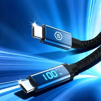 Blavec Kaabel Velox punutud - Typ C na Typ C - PD 100W 5A LED display 1,2 metra Apple CarPlay/Android Auto (CVE-CC5B12) must