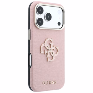 Guess Grained & Big Resin Logo ümbris iPhone 18 Pro / 17 Pro – roosa
