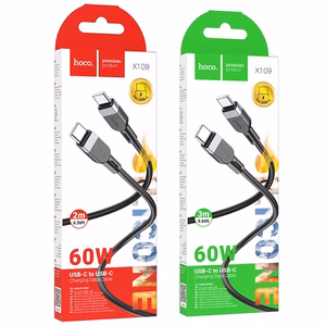 Silikoonist Kaabel USB C to USB C Hoco 3A 60W 3 m X109 must