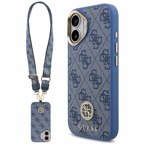Guess 4G Strass Logo & Big Strap Metal Buttons MagSafe Ümbris jaoks iPhone 17 - Sinine