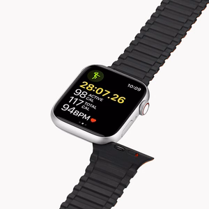 Dux Ducis rihm (Armor versioon) Apple Watch SE rihm, 9, 8, 7, 6, 5, 4, 3, 2, 1 (41, 40, 38 mm) Silikoonist magnetiline käepael Must/oranž rihm.
