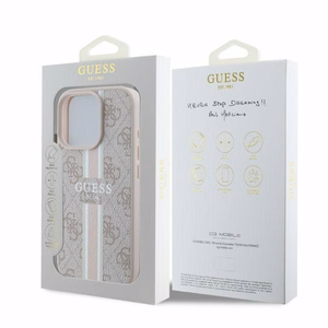 Guess 4G Printed Stripes MagSafe iPhone 16 Pro Ümbris - Roosa