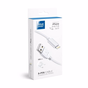 Kaabel USB A to Lightning Sinine Star Lite 3A 1,2 m valge