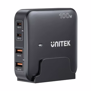 GaN võrgulaadija - Unitek P1229ABK01-EU | 100W 2x USB-C 2x USB-A