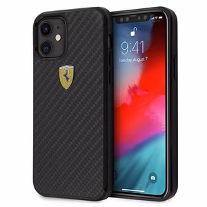 Ferrari FERCAHCP12SBK iPhone 12 mini 5.4" must/must kõvakaaneline korpus On Track Real Carbon