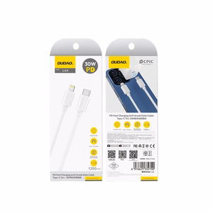 Dudao L4X USB-C–Lightning kaabel, 30 W, 1,2 m, valge