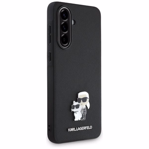 Karl Lagerfeld Saffiano Ümbris w/ K&C Metal Logo jaoks Samsung Galaxy A56 - Must