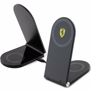 Ferrari Printed Logo MagSafe foldable 2in1 15W induktiivne laadija - must