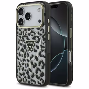 Чехол GUESS для IPHONE 17 Pro совместимый с MagSafe GUHMP17LHLEGTGLK (PC TPU W/ Leopard Glitter) чёрный