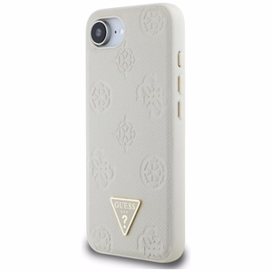 Guess Grained Hot Stamp Peony Triangle Logo MagSafe ümbris jaoks iPhone 16e - beige