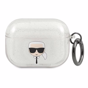 Karl Lagerfeld KLAPUKHGS AirPods Pro ümbris Glitter Karl's Head – hõbe