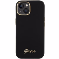 Guess Silicone Script Metal Logo & Frame ümbris jaoks iPhone 15 - must