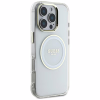 Guess IML Metal Colored Circle Classic Logo MagSafe ümbris jaoks iPhone 16 Pro Max - valge