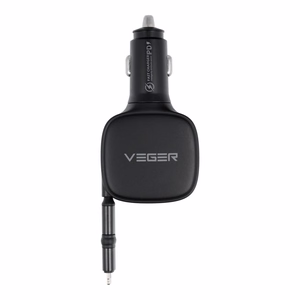 Автомобильное зарядное устройство Veger USB C + кабель USB C / Lightning QC PD 84W CC89 чёрное