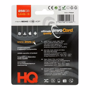 Карта памяти IMRO microSD 256GB 100MB/s class 10 UHS 3 с адаптером SD