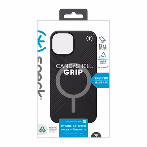Speck Presidio2 Grip MagSafe ümbris seadmele iPhone 17e / 16e / 15 / 14 / 13, must kiltkivihallide detailidega