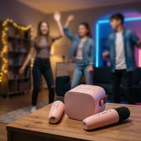 Blavec kantav Bluetooth kõlar WS-07 Karaoke Party 5W 2 mikrofoniga roosa