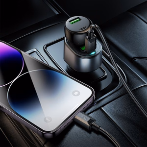 Автомобильное зарядное устройство Hoco USB A + USB C + прикуриватель PD QC3.0 3A 35W Z56 чёрное